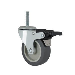 Rueda giratoria de 3 pulgadas (75 mm) con vástago roscado de 3/8 x 38 mm, de TPR, con freno, para muebles y carros, venta al por mayor - Product Image 1