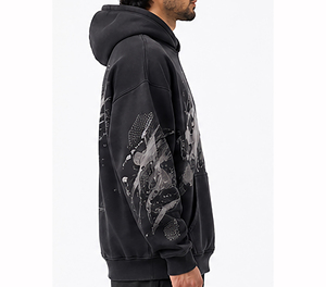 Sweat-shirt à capuche de luxe noir pour homme, coupe oversize, en coton épais, style streetwear hiver, chaud et tendance - Product Image 5
