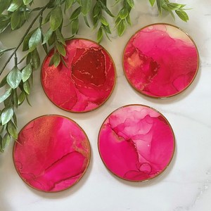 Handmade Modern Resin Coffee Tea <b>Coaster</b> <b>Set</b> by Lametierartz High Quality 300mm Diameter Round - Product Image 1