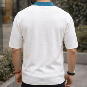 Men's Business Casual for Shirt Knitted ODM Summer Lightweight Breathable Half/Short Sleeved Solid Color - Product Image 3