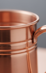 Mug à bière en cuivre pur massif rainuré et lisse, fait main, vaisselle de table en métal pour cocktails, vente en gros - Product Image 2