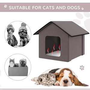 Maison chauffante portable pour chat en brun, imperméable et isolée, abri pour chaton pour une utilisation en intérieur et en extérieur, camping pour animaux de compagnie - Product Image 5