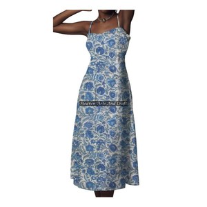 Nuevo Vestido Túnica sin Mangas con Estampado Artesanal y Tirantes Finos para Playa, Proveedor Indio, Vestidos Casuales de Tirantes Finos para Mujer - Product Image 3