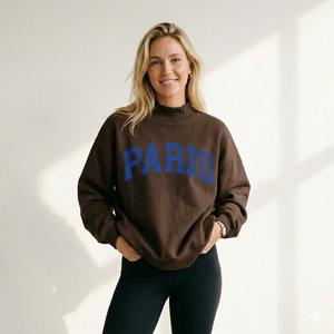 <b>Top</b> Design Women's College Pullover <b>Mock</b> <b>Neck</b> Autumn Casual Terry Embroidered Customizable Sweatshirt Front Chi Psi - Product Image 2
