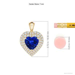 จี้ทองคำแท้ 14K น้ำหนัก 4.39 กรัม ขนาด 5 มม. ประดับไพลินสีน้ำเงิน 0.4 กะรัต พร้อมเพชร 0.39 กะรัต ทรงดับเบิ้ลฮาโล สวยงาม โรแมนติก เหมาะเป็นของขวัญสำหรับเธอ - Product Image 2