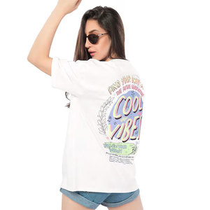 เสื้อยืดพิมพ์ลายลำลองสำหรับผู้หญิง รับผลิตแบบ OEM ODM โรงงานผู้ผลิต ขายส่งจำนวนมาก รับทำแบรนด์ส่วนตัว โลโก้สั่งทำ คุณภาพส่งออกตามสั่ง - Product Image 5