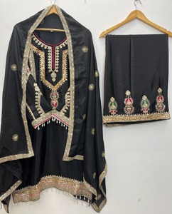 Ensemble Sharara brodé en chinon noir et blanc, style boutique indienne, avec dupatta, tenue ethnique traditionnelle pour femme, idéal pour mariage, dernière collection USA - Product Image 3