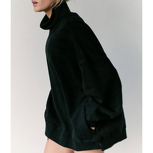 High Quality Autumn/Winter Women's Oversized Sweatshirt Stylish Streetwear Design Heavy Fleece 100% Cotton Mock Neck Custom - Product Image 2