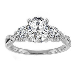 Anillo de diamantes de oro de 9k/10k/14k/18k con corte ovalado, diamante cultivado en laboratorio, estilo infinito, anillo de compromiso certificado por IGI para mujeres y niñas. - Product Image 1