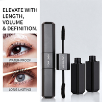 Mascara double tête 2 en 1, tube hexagonal gris, waterproof, volumisant, allongeant et recourbant, marque privée OEM