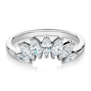 แหวนแต่งงานเพชรทรงโค้ง 0.48 กะรัต เพชรเลี้ยงในห้องปฏิบัติการ รับรองโดย IGI ตัวเรือนทองคำขาว 14K แหวนแบบซ้อนได้ ประดับเพชรแบบ Pave - Product Image 5