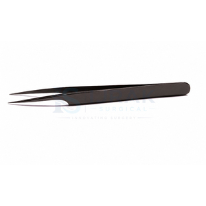 Pince à épiler professionnelle noire en acier inoxydable à pointe droite pour extensions de cils, outil de maquillage de précision pour isolation des cils - Product Image 1