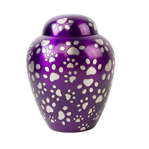 Premium Pet <b>Memorial</b> Urn White Dom Top with Black Paw Design Metal Funeral Supplies <b>Keepsake</b> Cremation Urn - Product Image 5
