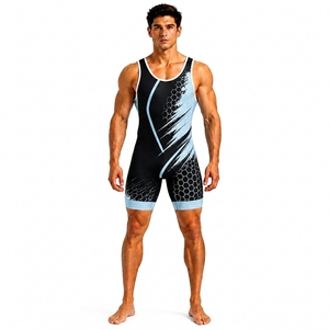 Men's Wrestling Singlet Sublimation Print Fitted Spandex Polyester Stretch Breathable Lightweight Adult Style - Product Image 1