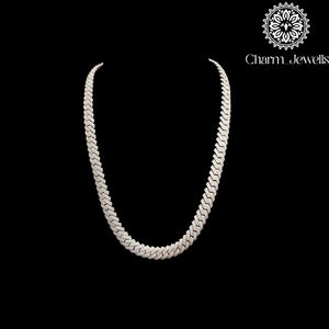 สร้อยคอ Charm Jewells สำหรับผู้ชาย ประดับมุกน้ำจืดทรงกลมเจียระไนแบบ Brilliant Cut ได้รับการรับรองจาก IGI เงินแท้ 925 ชุบทอง 14K - Product Image 2