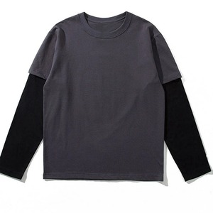 เสื้อยืดแขนสั้นผู้ชาย คอสูง แต่งขอบตัดสี ดีไซน์เรียบง่าย ทรงปกติ ผ้าถัก 100% คอตตอน - Product Image 1