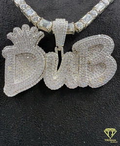 Custom "DUB" Crown Letter Necklace <b>Iced</b> <b>Out</b> Moissanite Diamond Hip Hop Bling Tennis <b>Chain</b> Jewelry Gift - Product Image 6