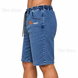 Shorts en jean pour hommes, déchirés, délavés, 100% coton extensible, décontractés, streetwear d'été, vintage, coupe slim, personnalisés ODM - Product Image 3