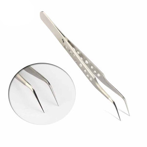 Pince à cils en acier inoxydable, couleur or rose, pour extensions de cils, applicateur multicolore - Product Image 2