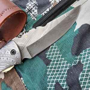 Couteau de chasse en acier Damas 2026, fait main, avec étui en cuir fin, style Viking, pour cuisine et extérieur - Vente en gros - Product Image 2