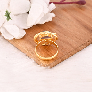 Natural Rose Quartz Gemstone <b>Ring</b> for Women <b>Adjustable</b> Gold Plated Brass Trendy Jewelry - Product Image 5