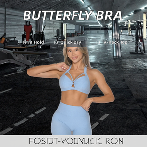 Sujetadores deportivos al por mayor para mujer con logo personalizado, para gimnasio, correr, yoga, sexy, sin espalda, de alto soporte, con patrón de mariposa, para tallas grandes - Product Image 2