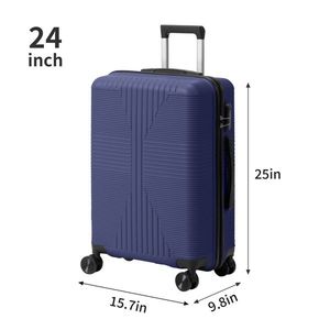 Valise trolley 4-en-1 en PP bleu marine tendance, légère, 16, 20, 24, 28 pouces, bagage cabine pour voyage, sans serrure douanière TSA - Product Image 5