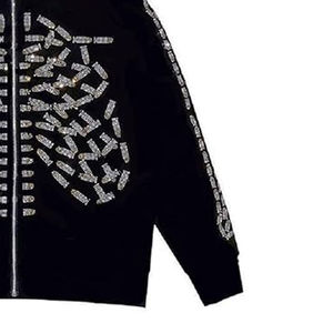 Custom Rhinestone Hoodie for Men Women Heavyweight 100 Cotton <b>Thick</b> <b>Fleece</b> Diamond Pullover Hoodie Loose Fit Winter Streetwear - Product Image 1