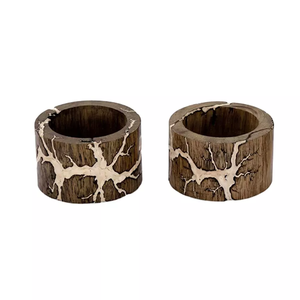 Anneau de serviette en résine blanche et bois 5 cm, logo personnalisé, cadeau, anneau de serviette pour table à manger, prix de gros - Product Image 5