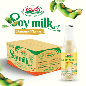 Leche de Soya de la Mejor Calidad, Sabor a Plátano, 330 ml, Bebida de Leche de Soya en Botella de Vidrio, Fábrica con GMP, Venta al por Mayor, MOQ Bajo, Marca Privada, OEM - Product Image 2