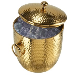 Cubo de Hielo para Champán de Acero Inoxidable Dorado Martillado de Lujo, Enfriador de Vino y Bebidas para Fiestas, Accesorios y Suministros para Bar - Product Image 6