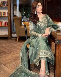 <b>Green</b> <b>Silk</b> Embroidered Anarkali Suit with Dupatta Indian Pakistani Ethnic Party Wear - Product Image 4