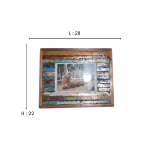 Marco de Fotos Horizontal Creativo Hecho a Mano con Madera de Barco Reciclada, Color Original, para Decoración de Pared del Hogar - Product Image 1
