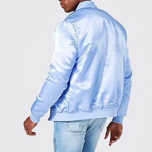 Chaqueta Bomber de Satén Personalizada con Cuello Alto Bordado, Estilo Vintage Letterman Varsity de Béisbol para Hombre - Product Image 3