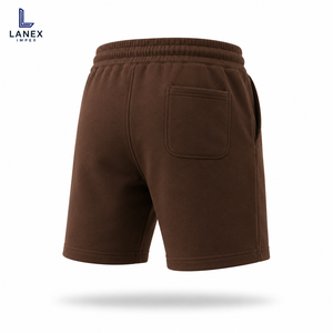 Custom Men's French Terry Brown <b>Fleece</b> <b>Shorts</b> Casual Athletic Pockets Elastic Waist Premium 100% Cotton Eco-Friendly OEM - Product Image 3