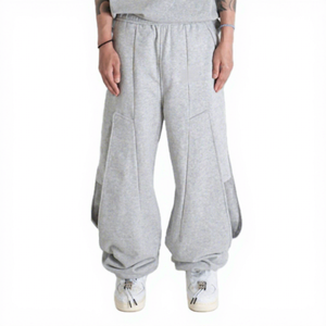 Custom Men's High Waist Straight Pattern Fleece Oversized Cargo Track Pants Streetwear Baggy Stacked Joggers Casual Style - Product Image 6