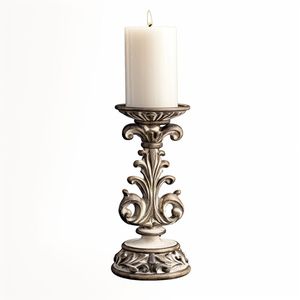 Brutalist Gold Metal Pillar <b>Candle</b> Stand Set Wooden Pedestal Amber <b>Glass</b> <b>Hurricane</b> Living Room Home Decor - Product Image 2