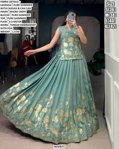 Elegante Lehenga Choli Tradicional Bhandhani con Brillo, Protección Solar para Mujer, Ideal para Fiestas de Diwali - Product Image 1