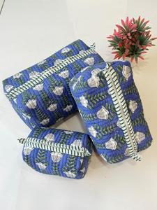 Travel-Friendly Eco-Friendly Cotton Toiletry Bag Large Medium Zipper <b>Cases</b> for Organizer Hand Quilted Cotton Vintage <b>Makeup</b> Bag - Product Image 4