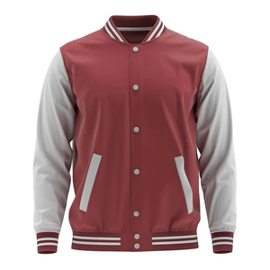 Chaqueta Varsity Azul Gris para Hombre, Estilo Preppy, Cuello Camisero, Corte Regular, Material de Poliéster, Ropa de Otoño - Product Image 2