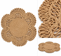 Tapis tressé en jute naturelle tissé à la main, style moderne, à poils ras, antidérapant, lavable, motif bohème, épaisseur moyenne pour la maison