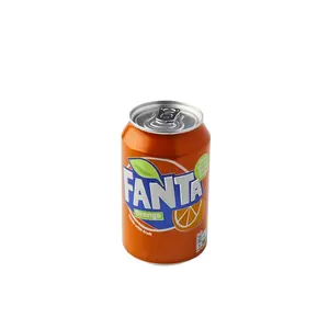 Stack of Fanta six pack Orange fizzy drink cans 330ml