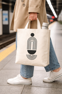 AMANI Premium 300gsm Cotton <b>Canvas</b> Tote Bag 12x13x4 Washable Minimalist Black <b>Abstract</b> <b>Print</b> Eco Friendly Reusable Shopping - Product Image 3