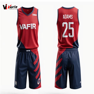 Conjuntos de Camisetas y Pantalones Cortos de Baloncesto Sublimados Personalizados, Uniformes de Baloncesto para Hombre de Secado Rápido, vafir - Product Image 6