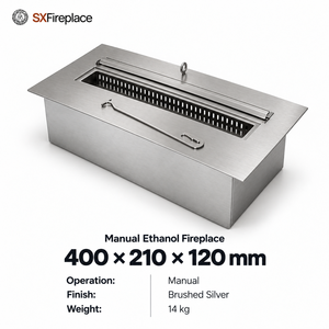 <span class=keywords><strong>Bruciatore</strong></span> a <span class=keywords><strong>Bioetanolo</strong></span> in Acciaio Inox Argento, Inserto per Caminetto Manuale con Coperchio a Cerniera, Riscaldatore da Tavolo Moderno per Soggiorno e Uso Interno - Product Image 1