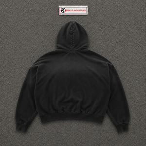 Sweat-shirt à capuche zippé noir pour homme, coupe oversize, décontracté, en coton tricoté, respirant, pour l'hiver, brodé, style mode - Product Image 6