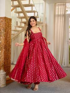 Traditional <b>Red</b> <b>Lehenga</b> Choli Women's Floor-Length Embellished Polyester Dress For Wedding Occasion India Pakistan Style - Product Image 1