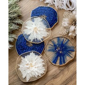 Luxury Resin Coasters Oval and Round Decorative Accents for <b>Beverage</b> <b>Serving</b> <b>Sets</b> - Product Image 3