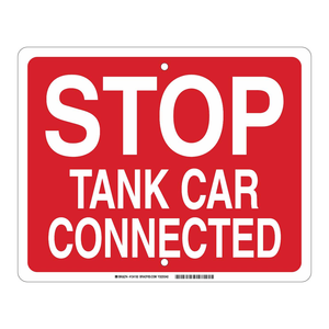 Señal de Seguridad Triangular de Alta Visibilidad y Resistente a la Intemperie para Vagones Cisterna de Ferrocarril, Marca Brady Stop Tank Car Connected Sign - Product Image 1