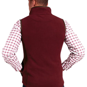 <b>Mens</b> Burgundy <b>Fleece</b> <b>Gilet</b> With Full Zip Front High Collar Soft Warm Sleeveless Jacket For Winter Outdoor Casual Wear - Product Image 2